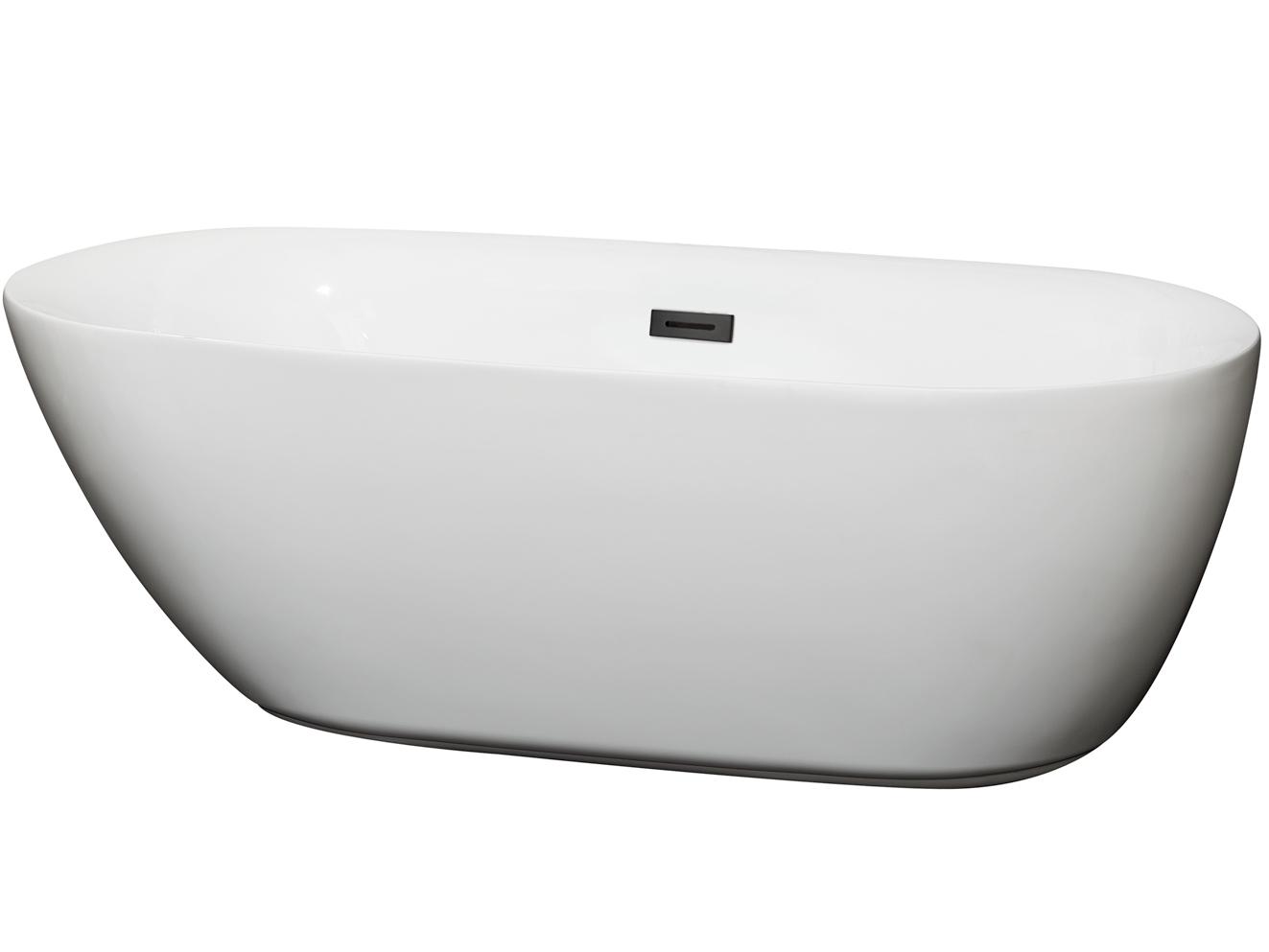 Wyndham Collection Melissa White Bathtub with Drain and Overflow