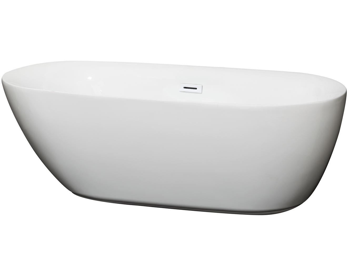 Wyndham Collection Melissa White Bathtub with Drain and Overflow