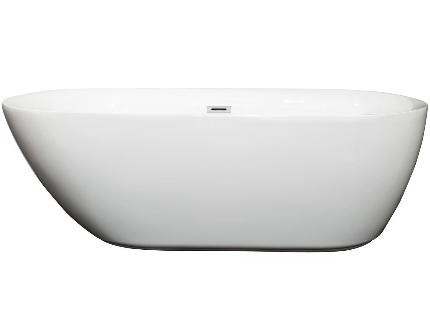 Wyndham Collection Melissa White Bathtub with Drain and Overflow