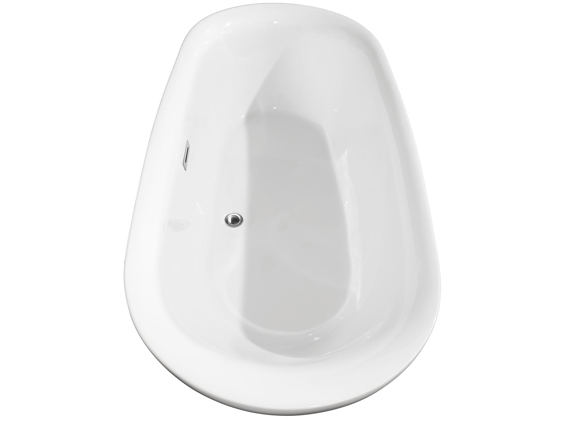 Wyndham Collection Melissa White Bathtub with Polished Chrome Trim and Floor Mounted Faucet