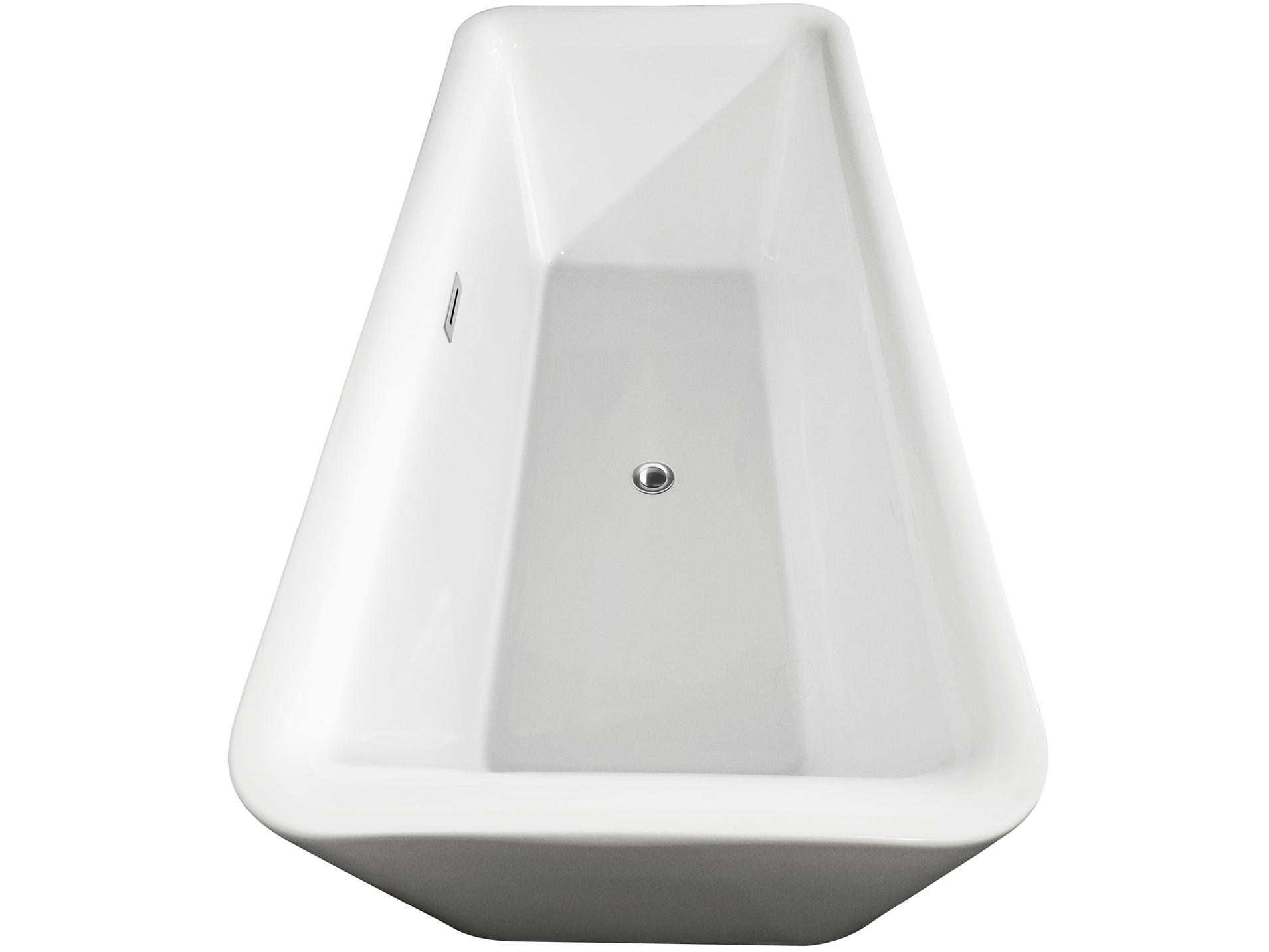 Wyndham Collection Emily White Bathtub with Polished Chrome Trim and Floor Mounted Faucet