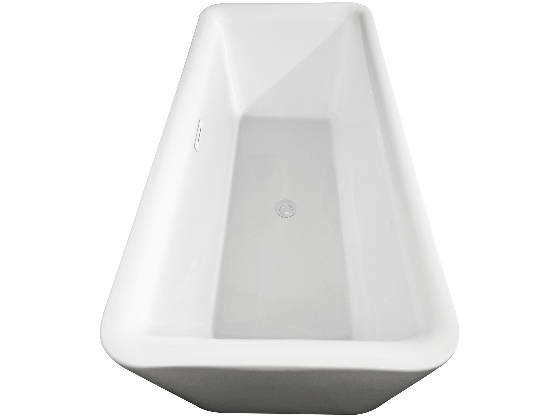 Wyndham Collection Emily White Bathtub with Shiny White Trim and Floor Mounted Faucet