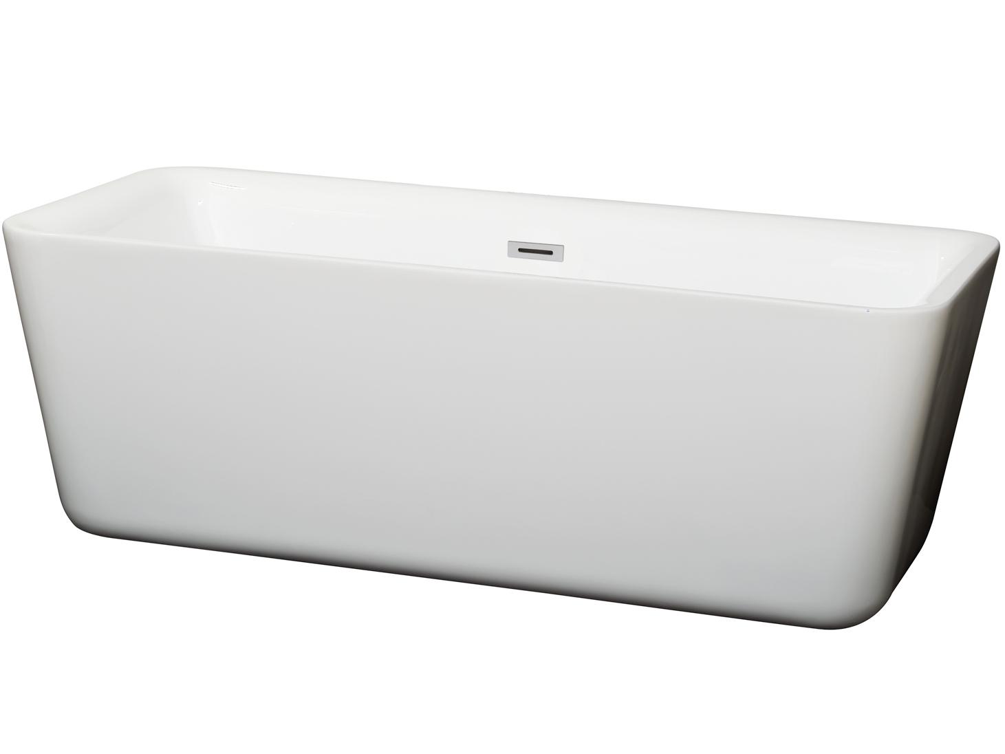 Wyndham Collection Emily White Bathtub with Drain and Overflow