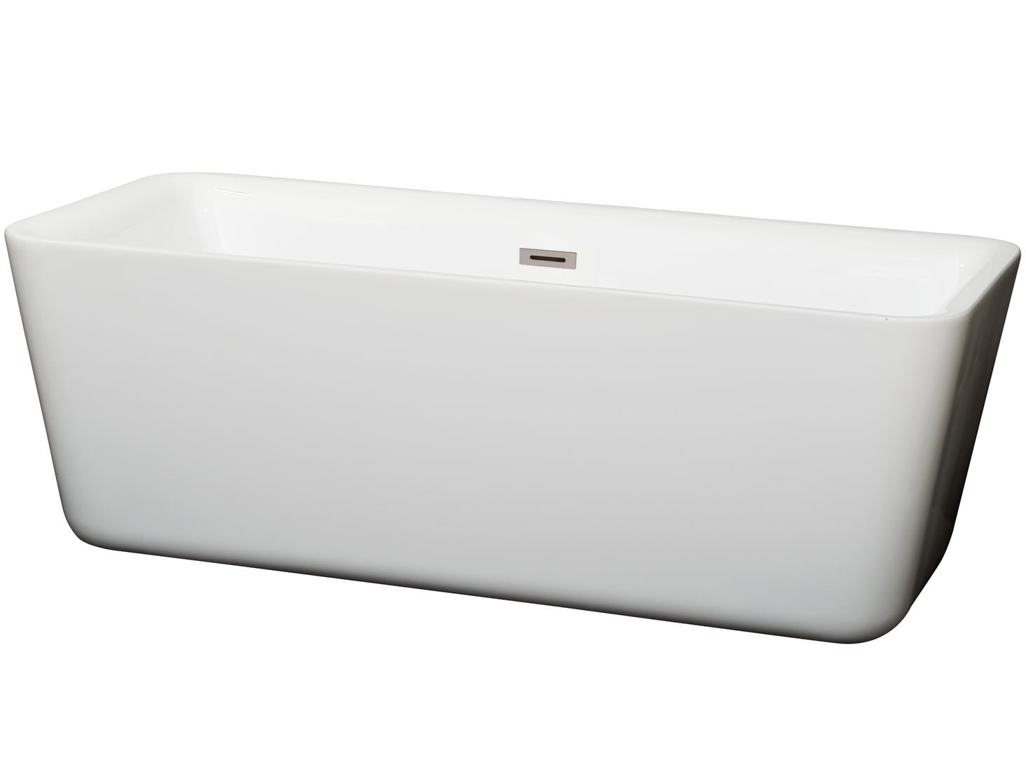 Wyndham Collection Emily White Bathtub with Drain and Overflow