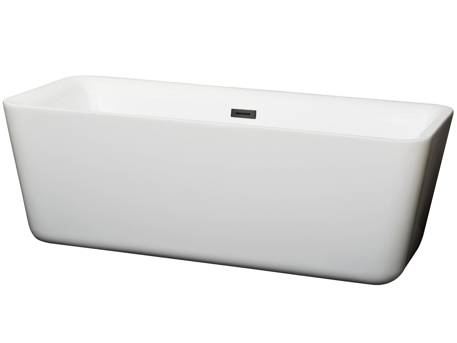 Wyndham Collection Emily White Bathtub with Drain and Overflow