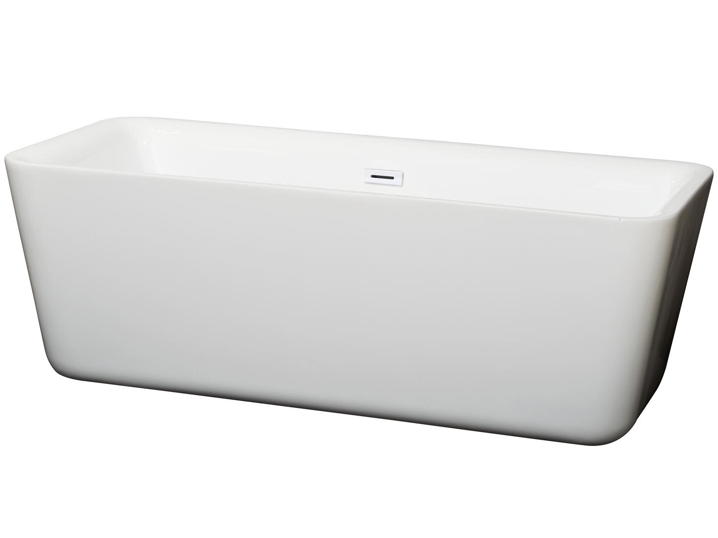 Wyndham Collection Emily White Bathtub with Drain and Overflow