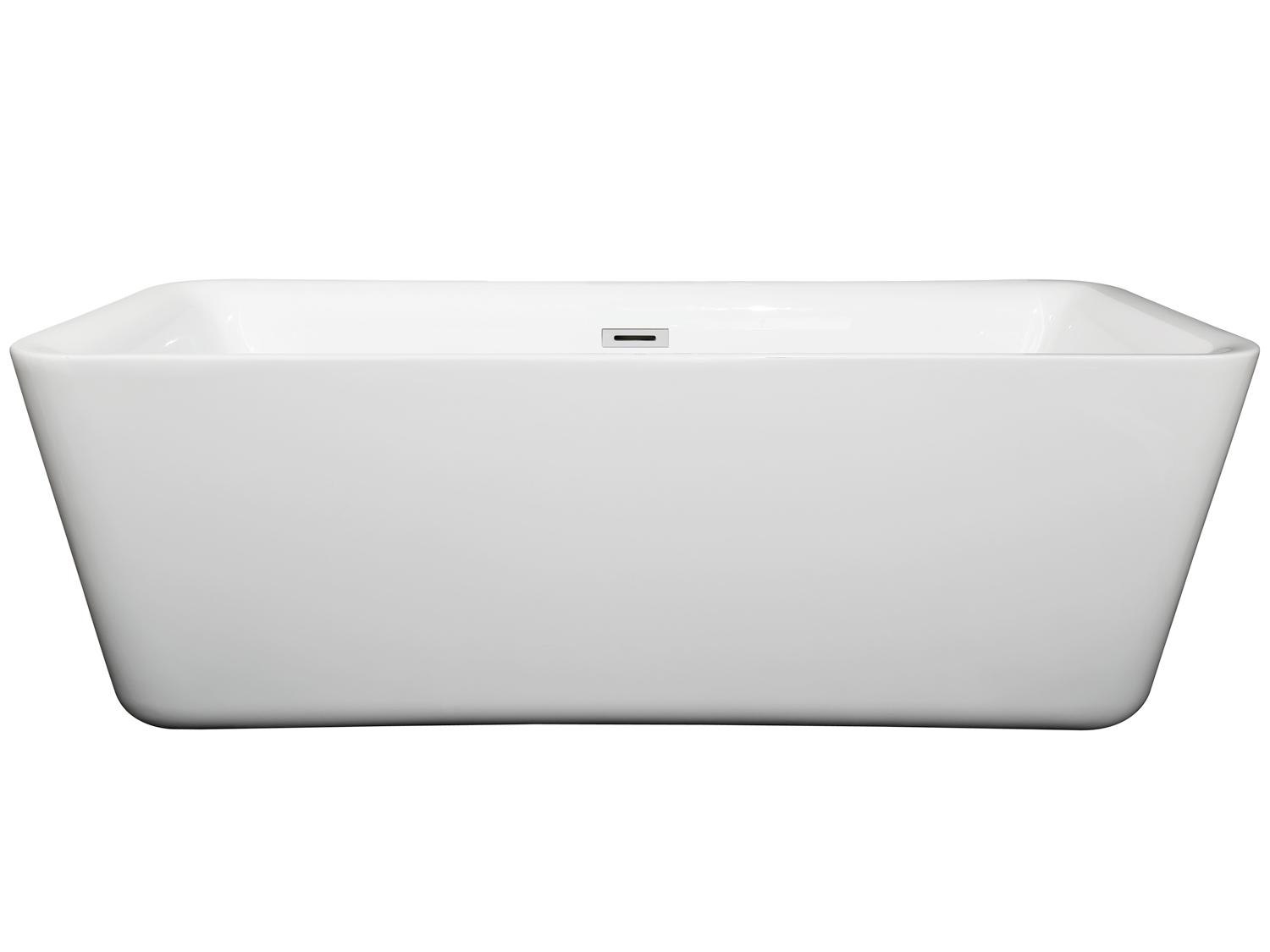 Wyndham Collection Emily White Bathtub with Drain and Overflow