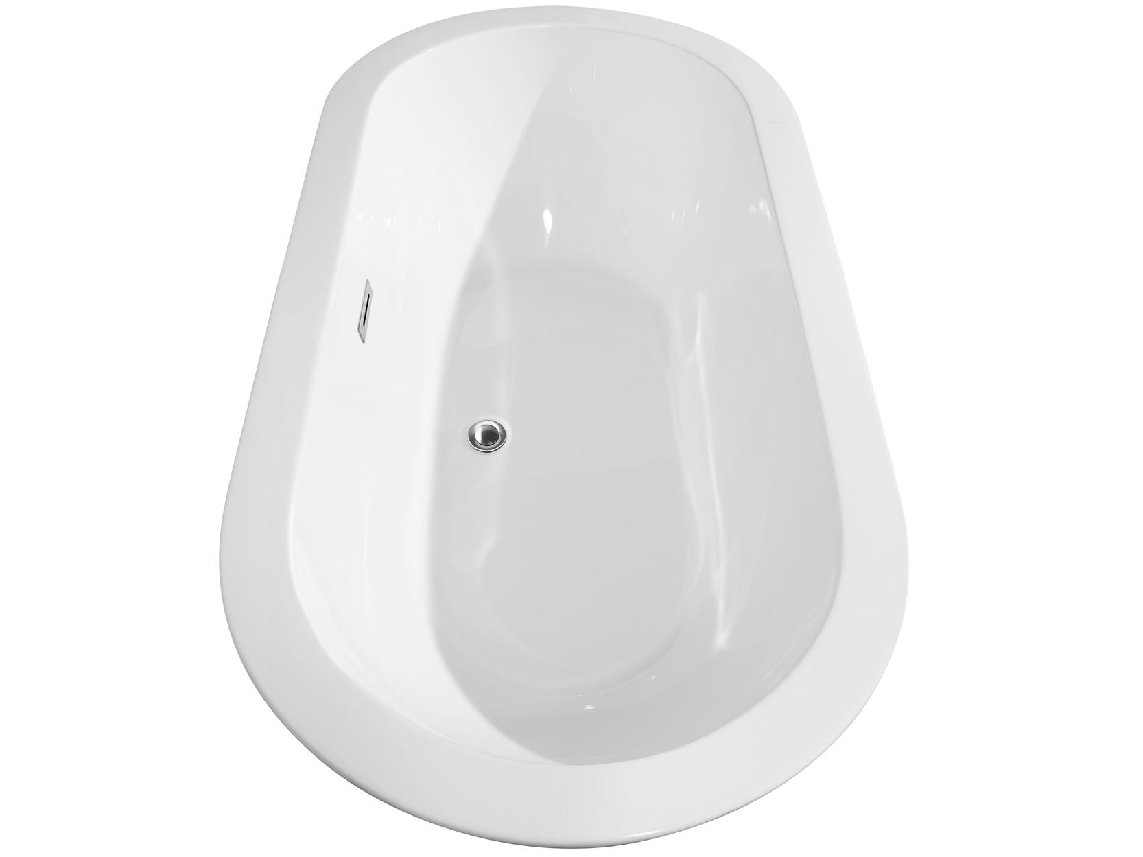 Wyndham Collection Soho White Bathtub with Polished Chrome Trim and Floor Mounted Faucet