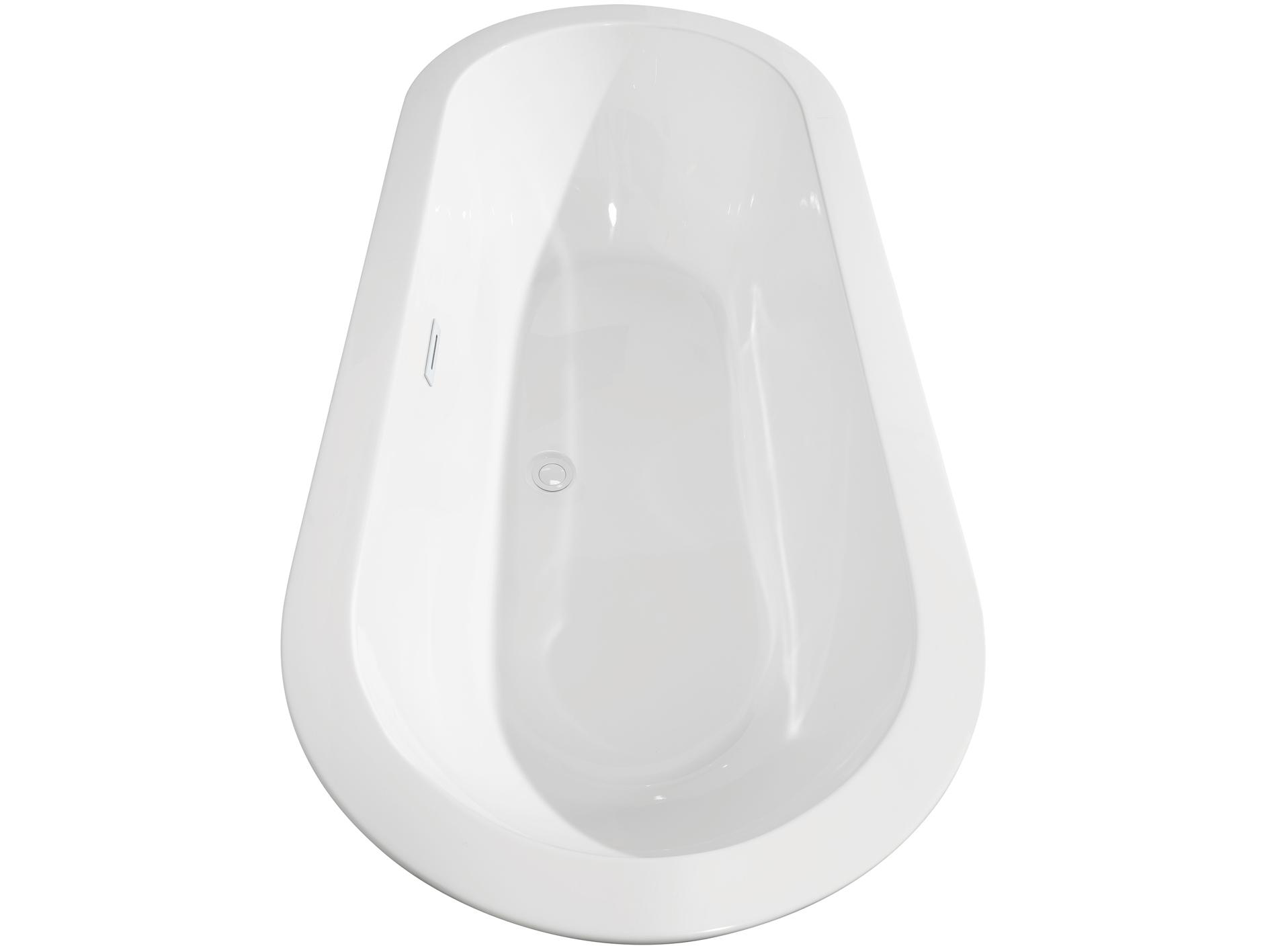 Wyndham Collection Soho White Bathtub with Shiny White Trim and Floor Mounted Faucet