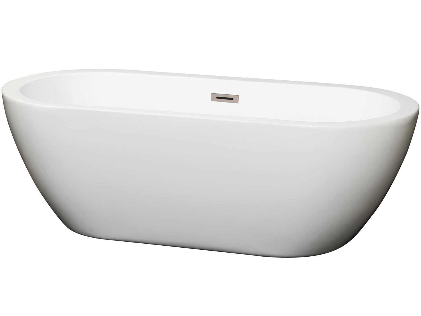 Wyndham Collection Soho White Bathtub with Drain and Overflow