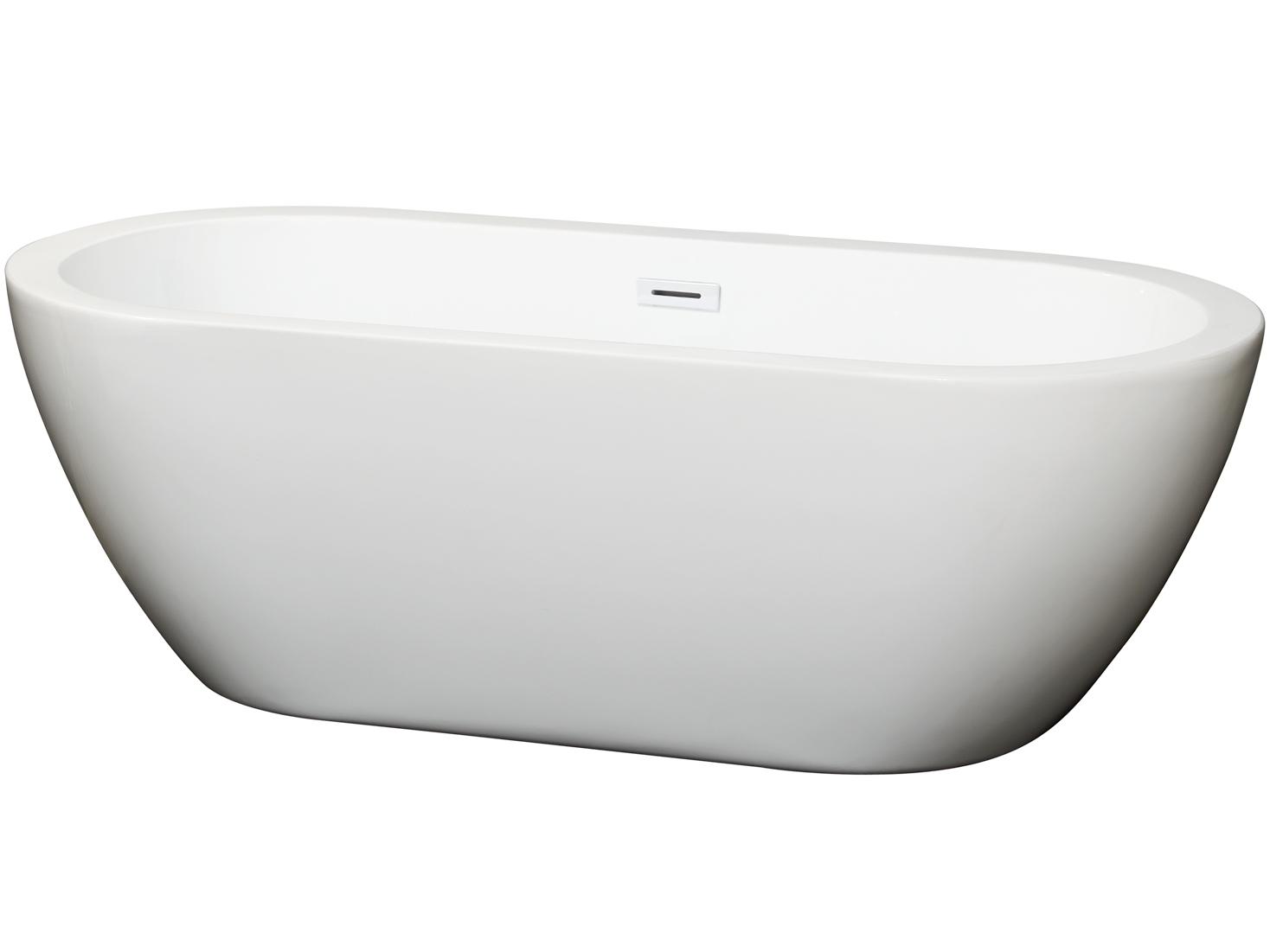 Wyndham Collection Soho White Bathtub with Drain and Overflow