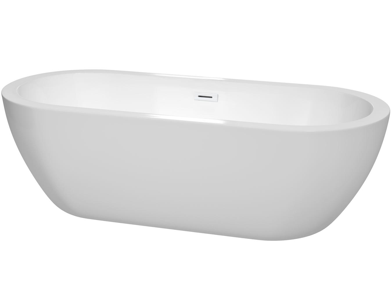 Wyndham Collection Soho White Bathtub with Drain and Overflow