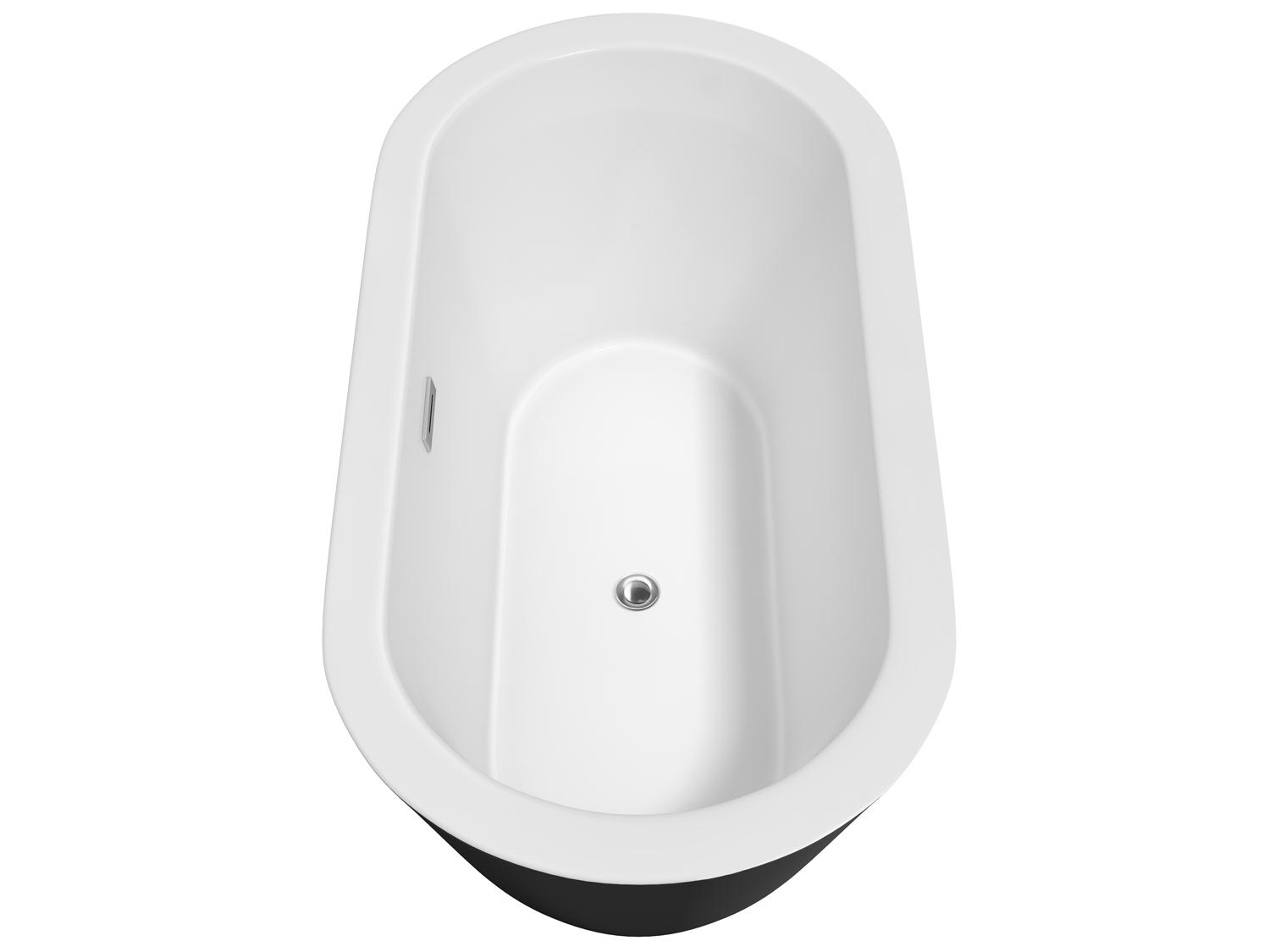 Wyndham Collection Mermaid Black Bathtub with Polished Chrome Trim and Floor Mounted Faucet