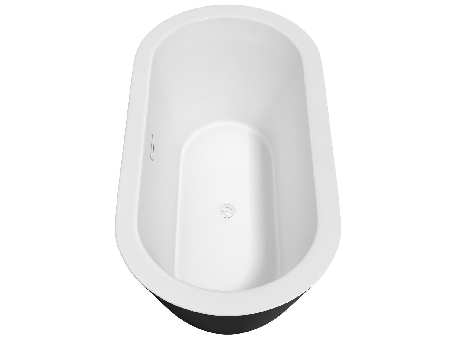 Wyndham Collection Mermaid Black Bathtub with Shiny White Trim and Floor Mounted Faucet