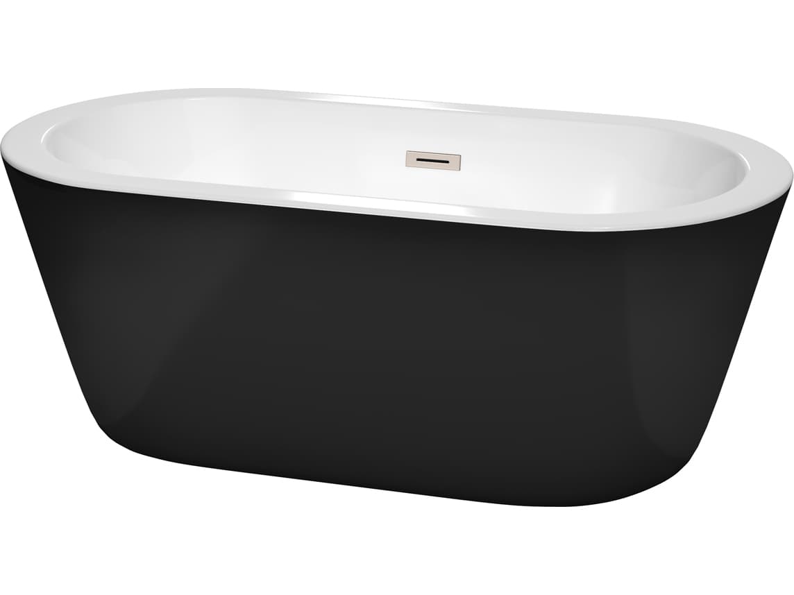 Wyndham Collection Mermaid Black White Bathtub with Drain and Overflow