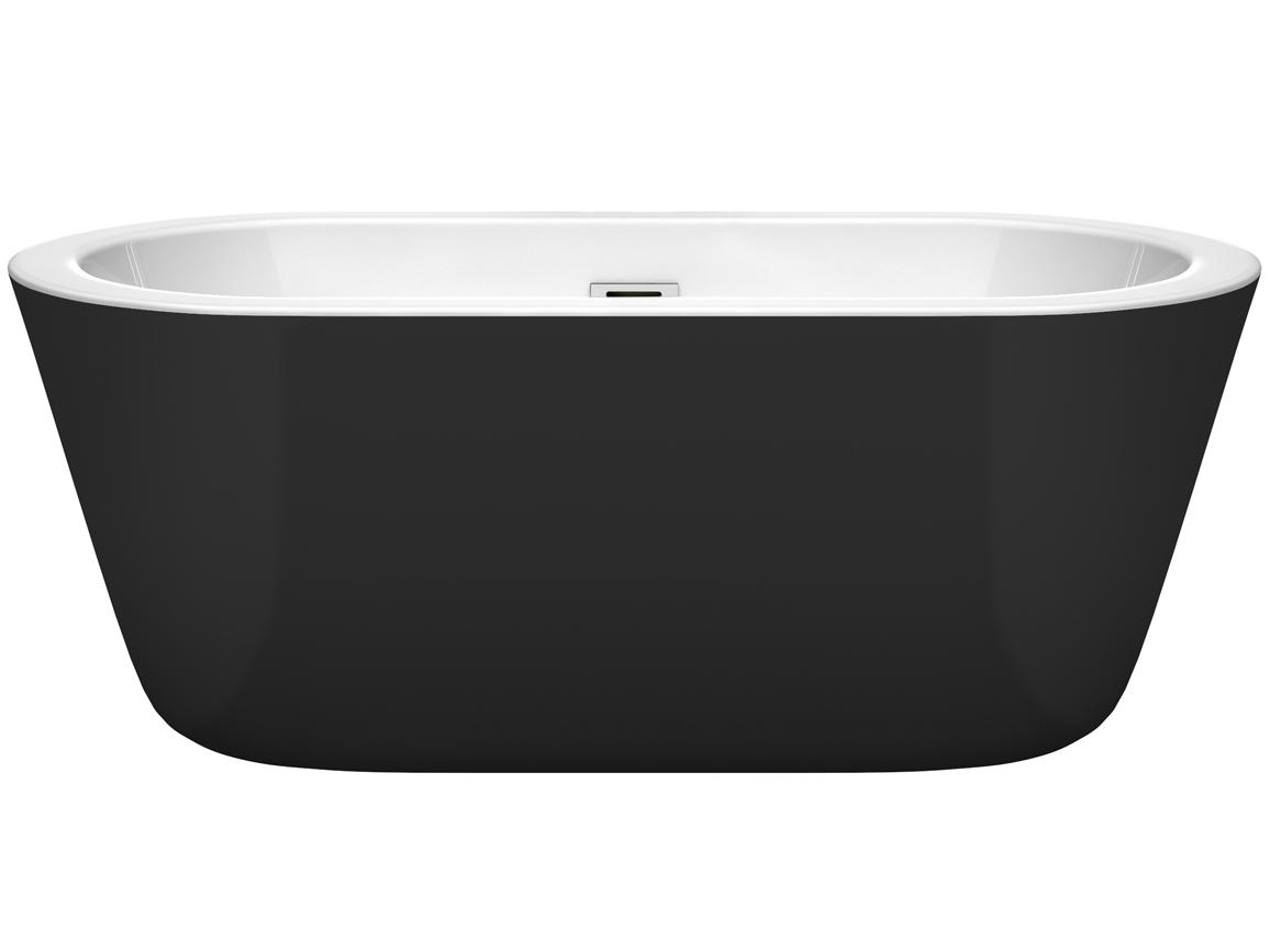 Wyndham Collection Mermaid Black White Bathtub with Drain and Overflow