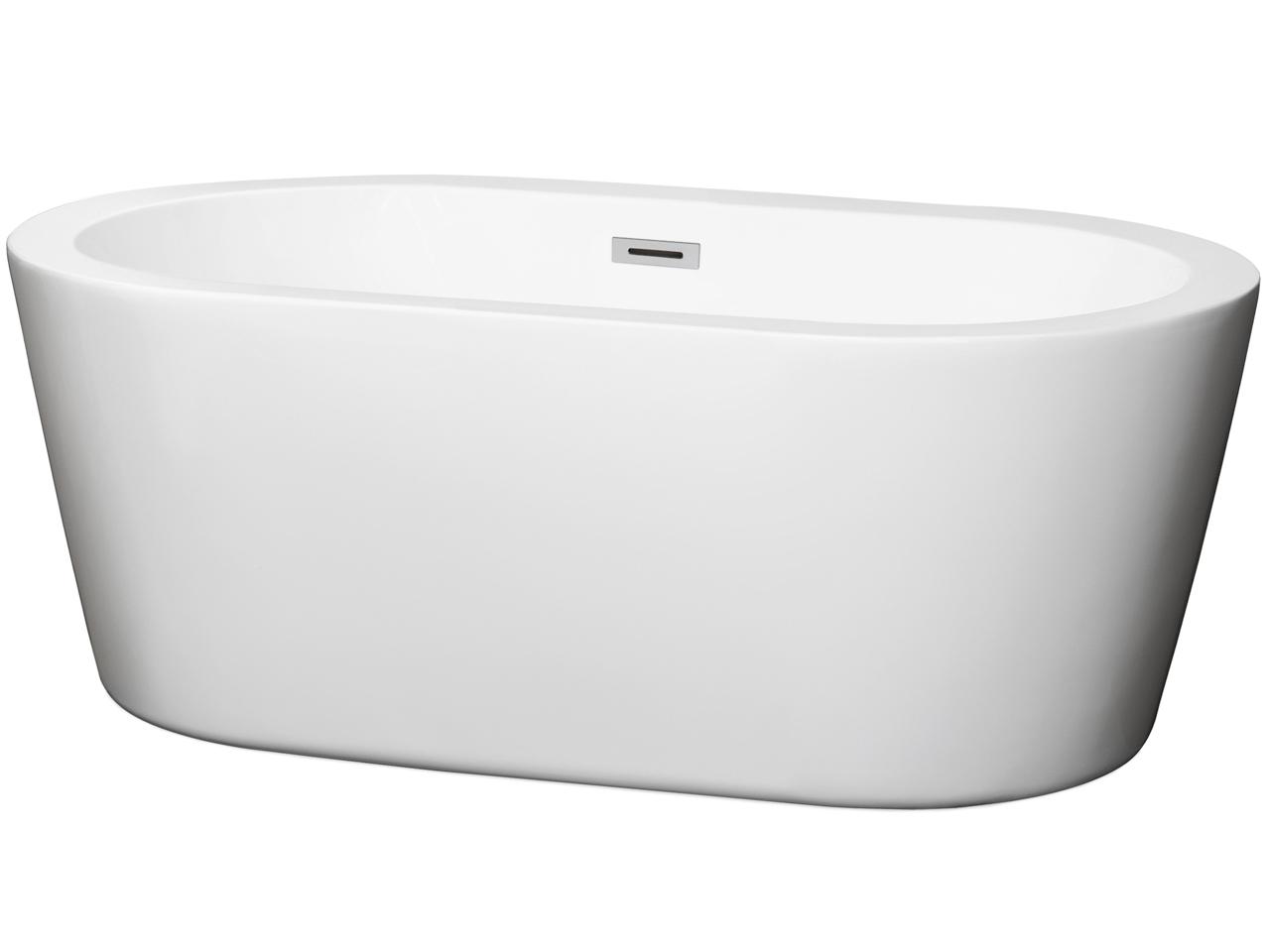 Wyndham Collection Mermaid White Bathtub with Drain and Overflow