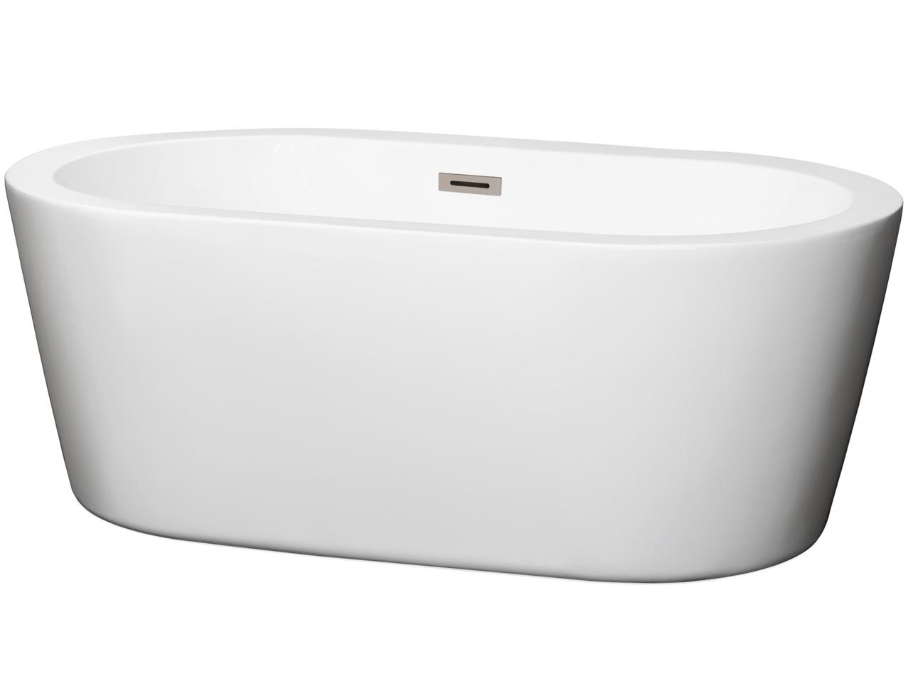 Wyndham Collection Mermaid White Bathtub with Drain and Overflow