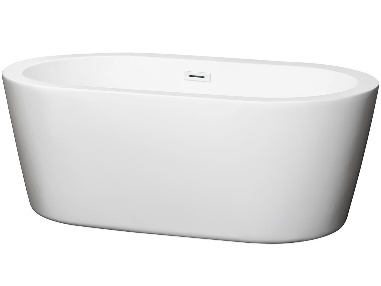 Wyndham Collection Mermaid White Bathtub with Drain and Overflow