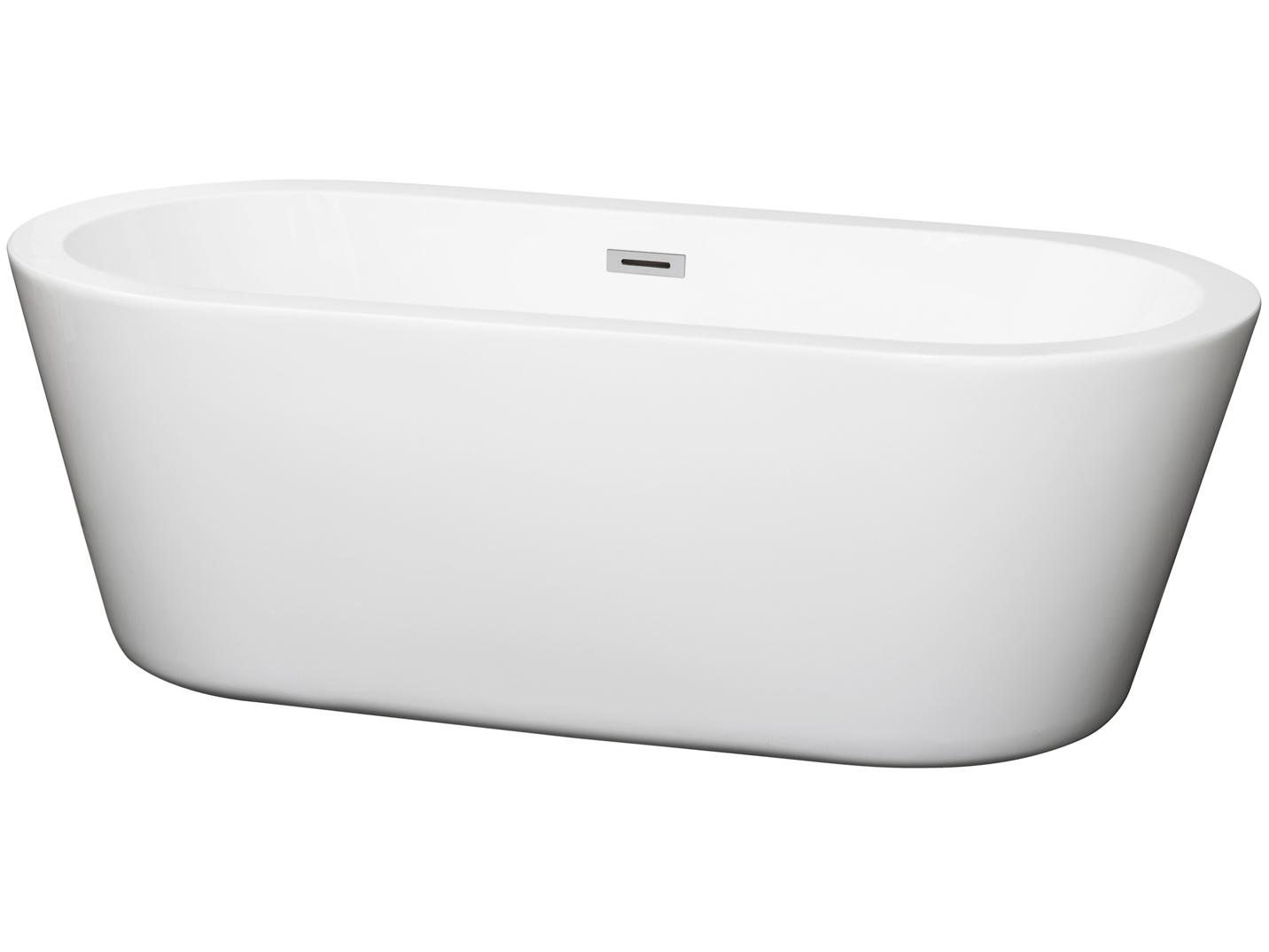 Wyndham Collection Mermaid White Bathtub with Drain and Overflow