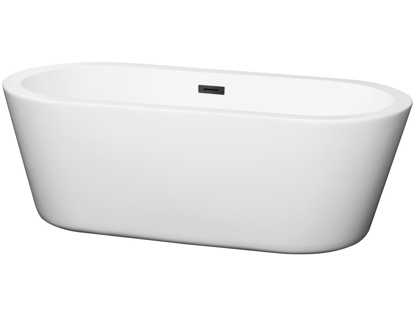 Wyndham Collection Mermaid White Bathtub with Drain and Overflow