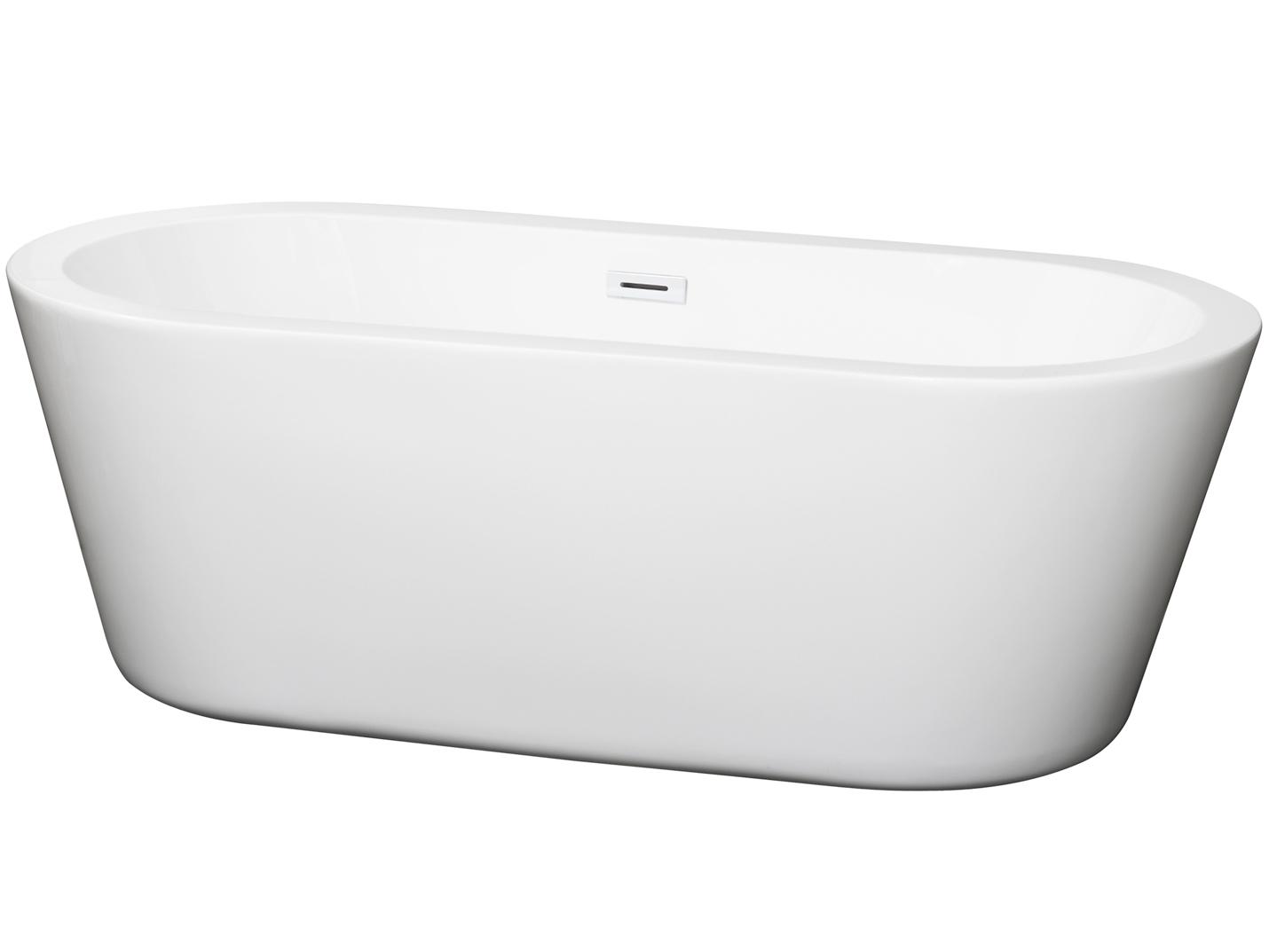 Wyndham Collection Mermaid White Bathtub with Drain and Overflow