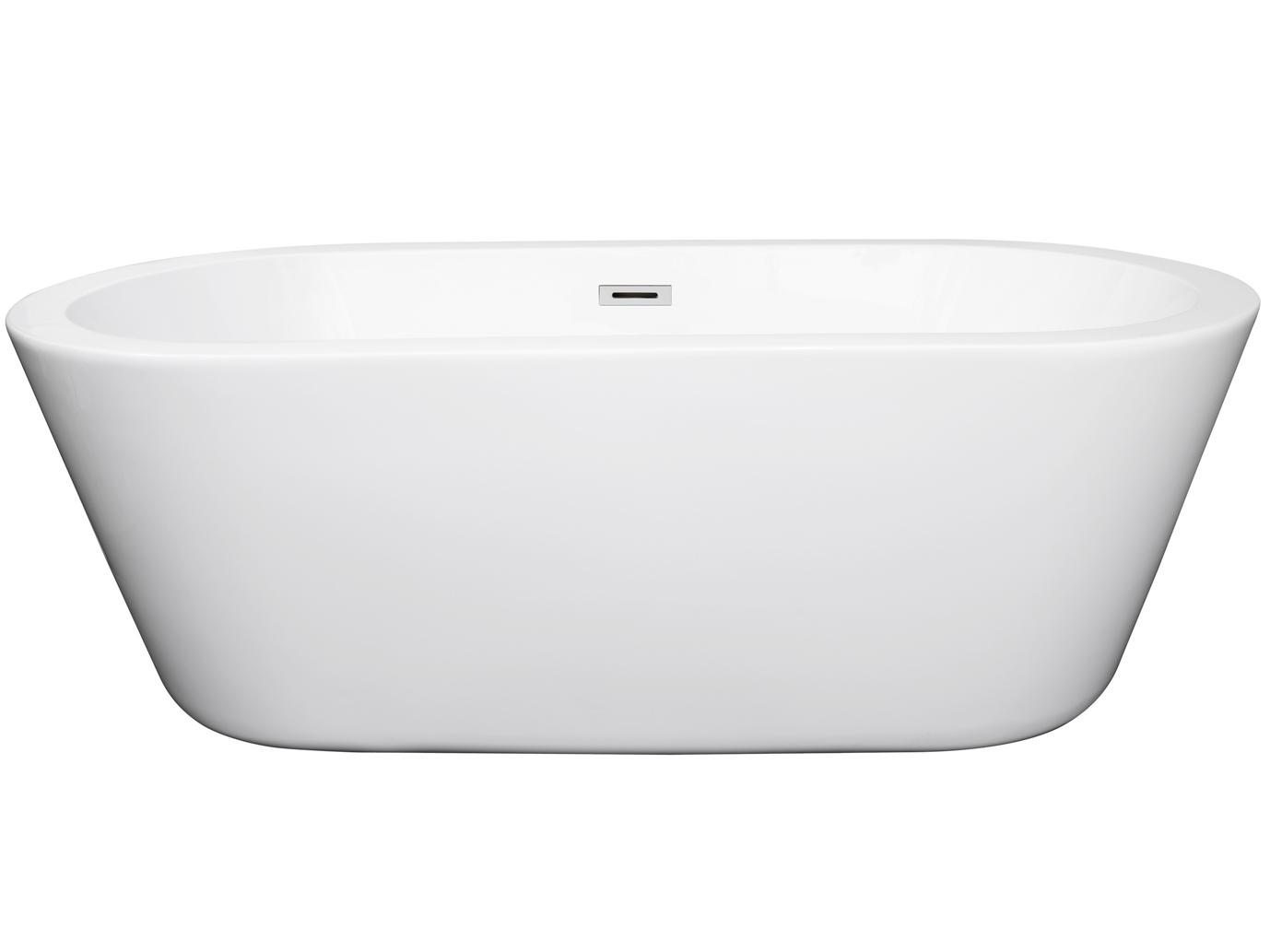 Wyndham Collection Mermaid White Bathtub with Drain and Overflow
