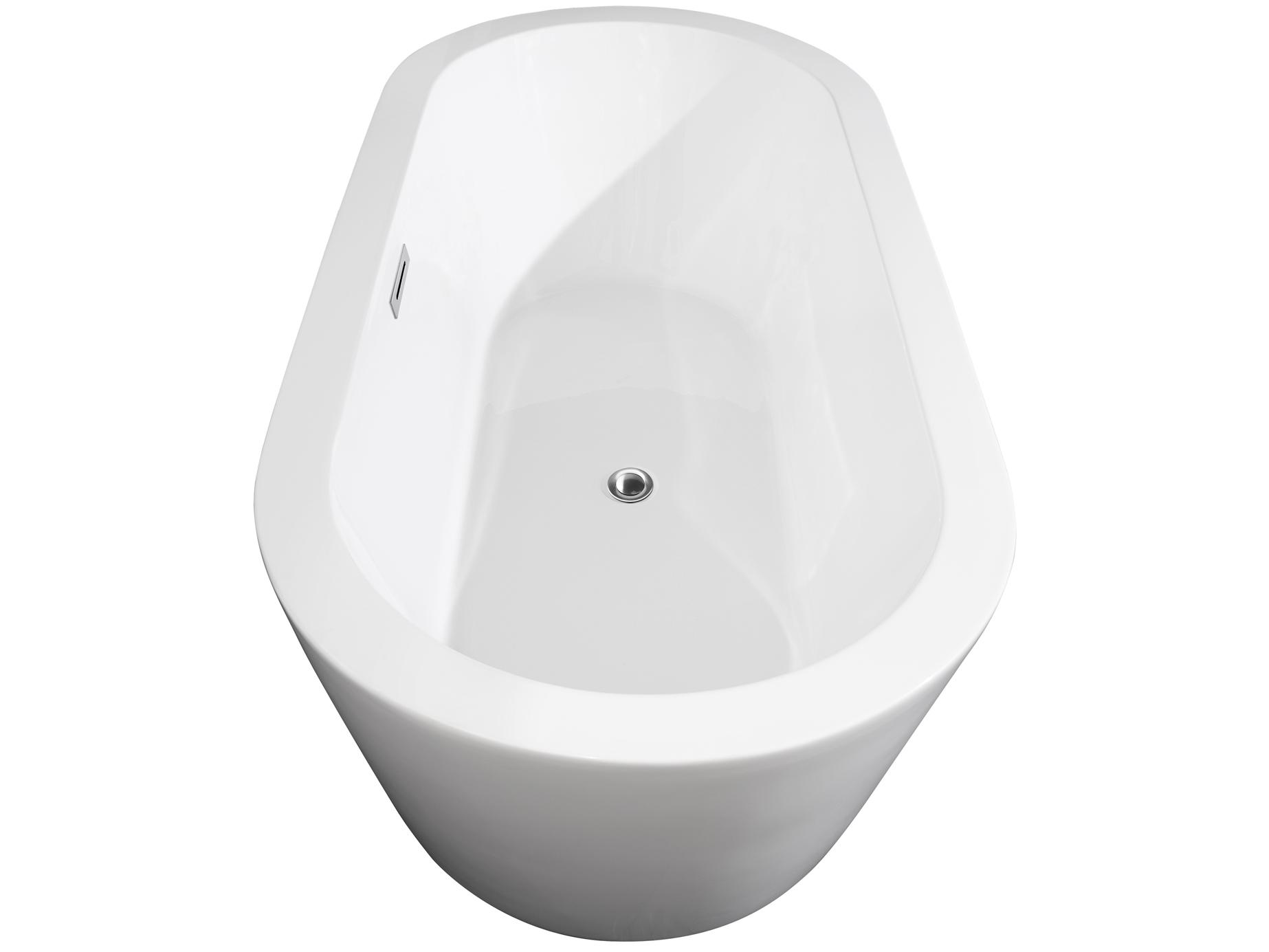Wyndham Collection Mermaid White Bathtub with Polished Chrome Trim and Floor Mounted Faucet