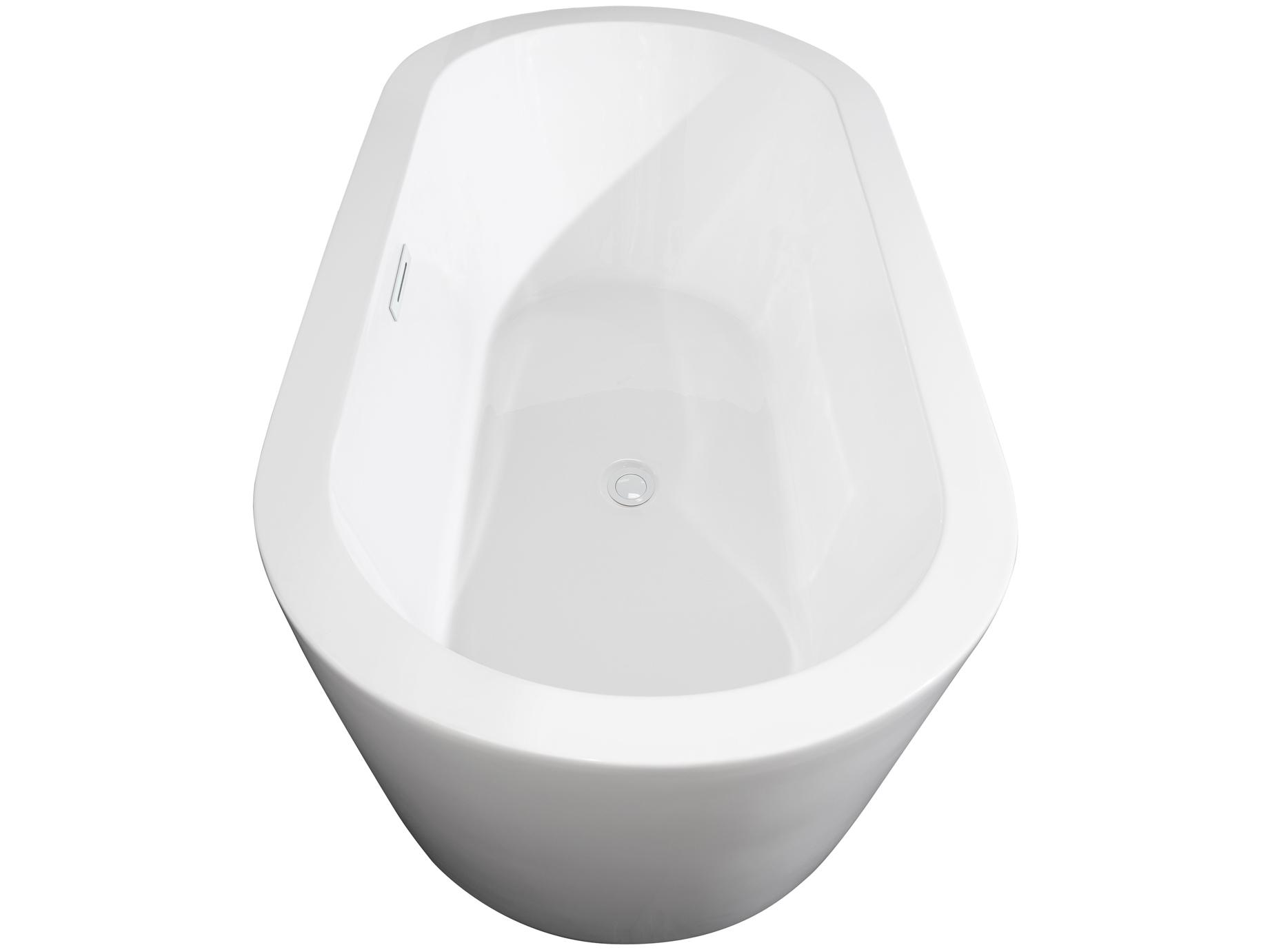 Wyndham Collection Mermaid White Bathtub with Shiny White Trim and Floor Mounted Faucet