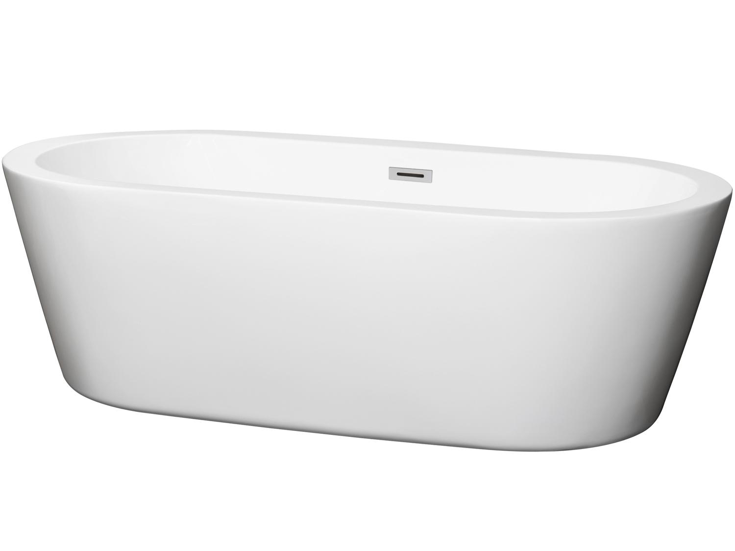 Wyndham Collection Mermaid White Bathtub with Drain and Overflow
