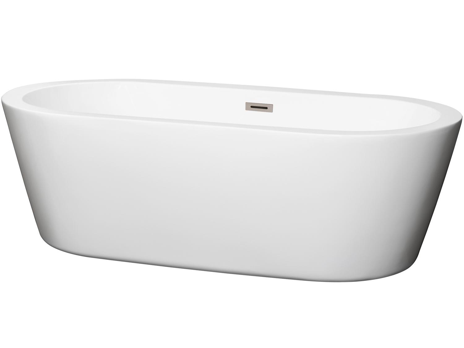 Wyndham Collection Mermaid White Bathtub with Drain and Overflow