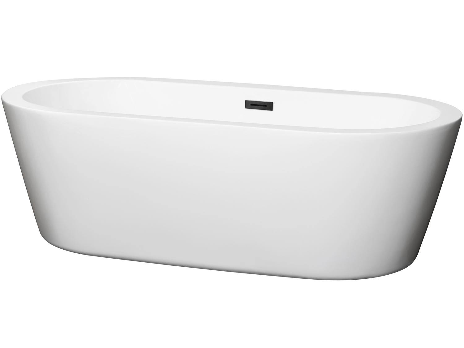Wyndham Collection Mermaid White Bathtub with Drain and Overflow