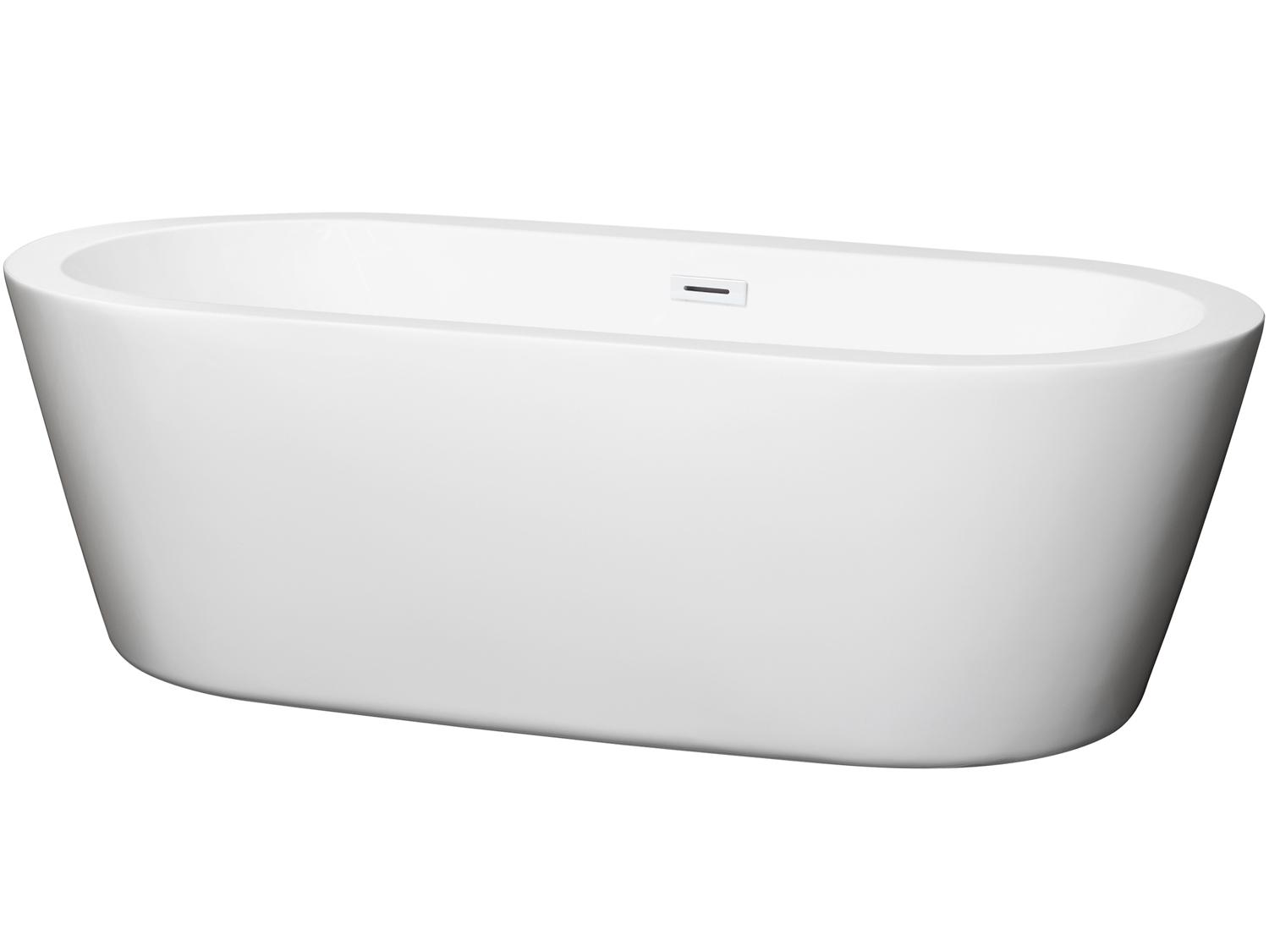 Wyndham Collection Mermaid White Bathtub with Drain and Overflow