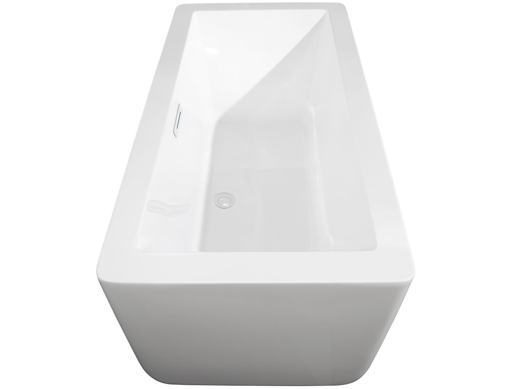 Wyndham Collection Laura White Bathtub with Shiny White Trim and Floor Mounted Faucet