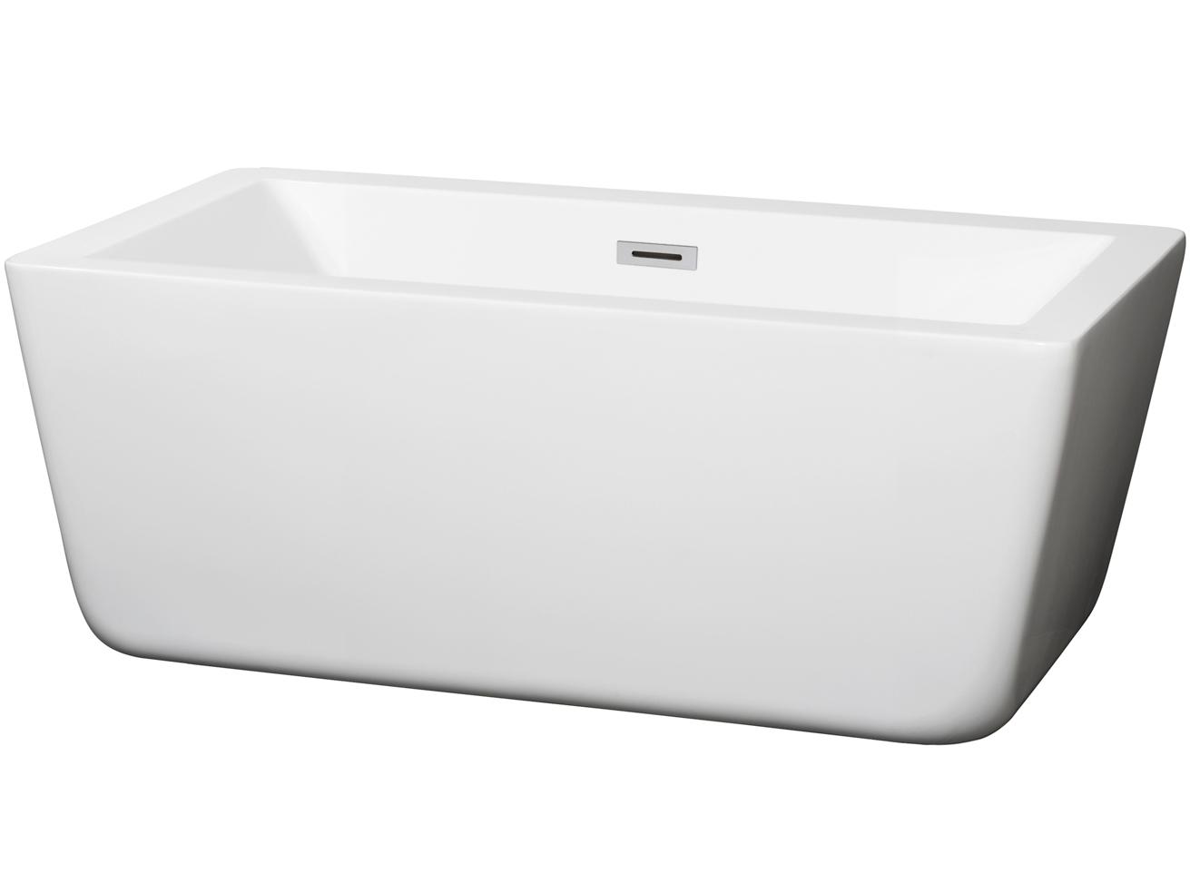 Wyndham Collection Laura White Bathtub with Drain and Overflow