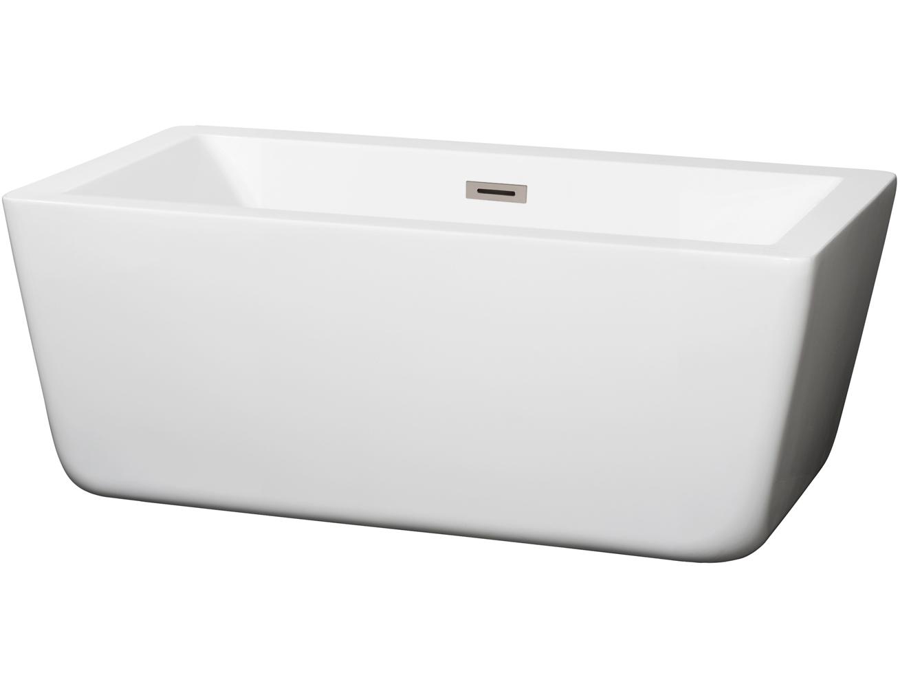 Wyndham Collection Laura White Bathtub with Drain and Overflow