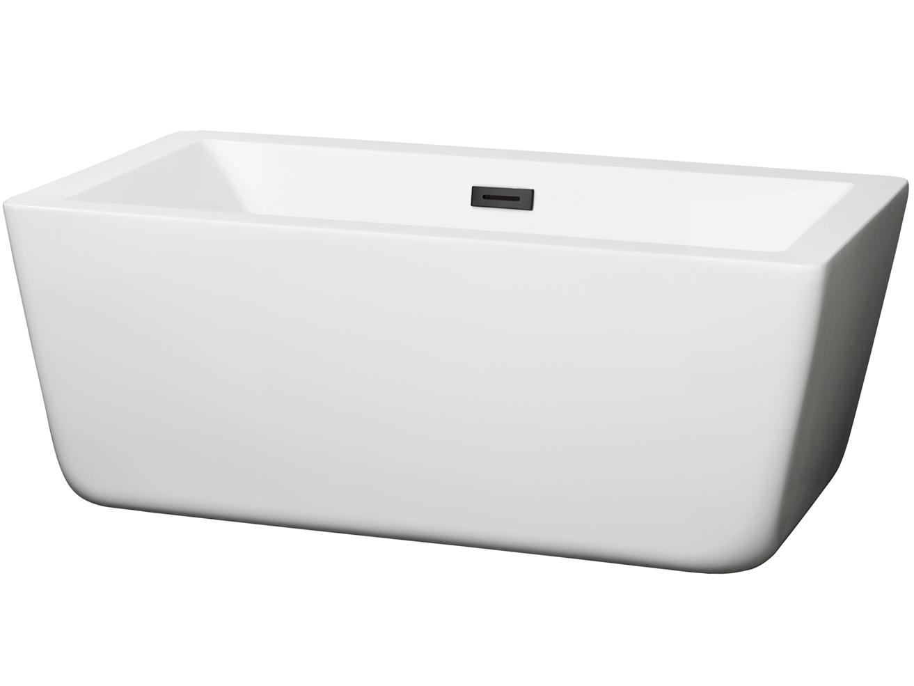 Wyndham Collection Laura White Bathtub with Drain and Overflow