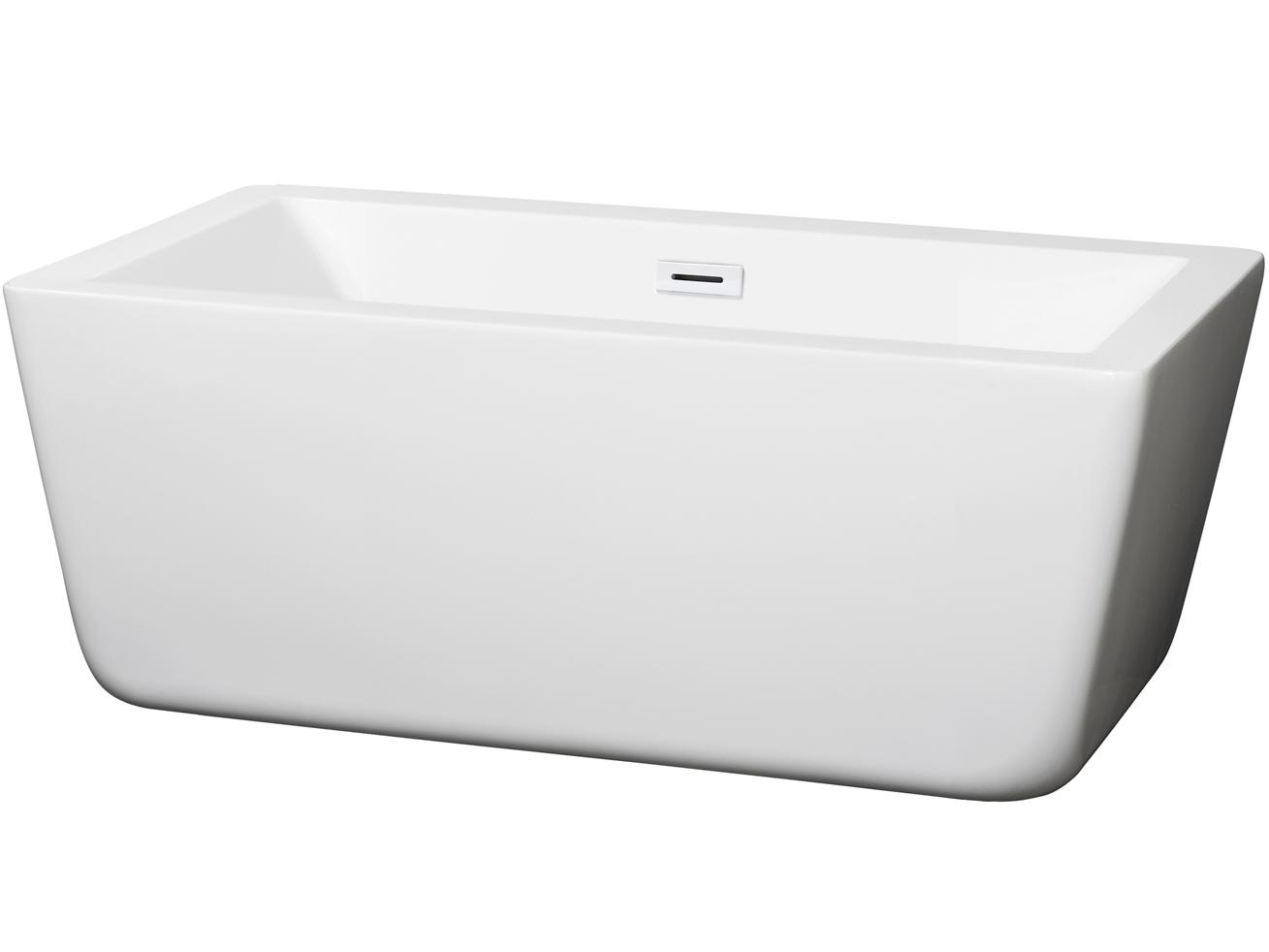 Wyndham Collection Laura White Bathtub with Drain and Overflow