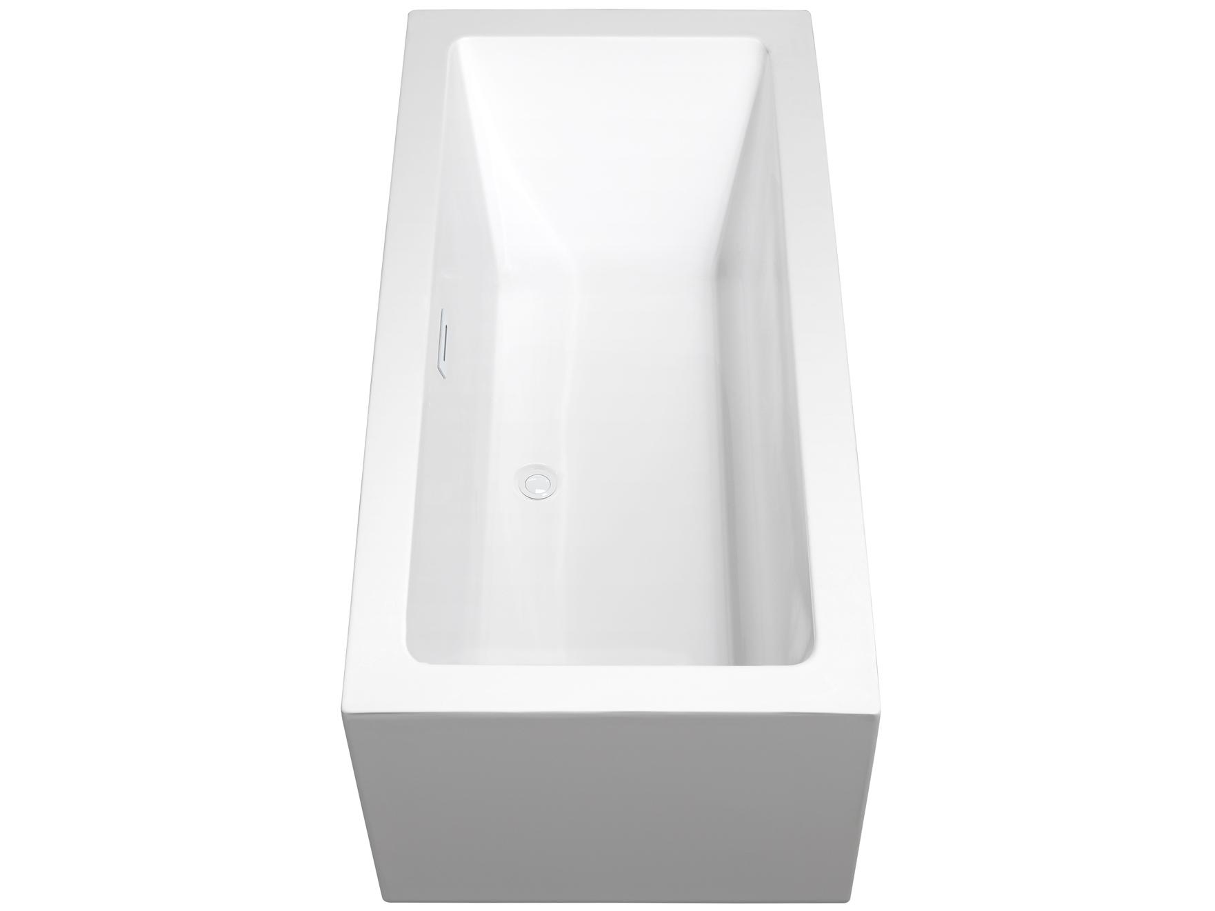 Wyndham Collection Melody White Bathtub with Shiny White Trim and Floor Mounted Faucet