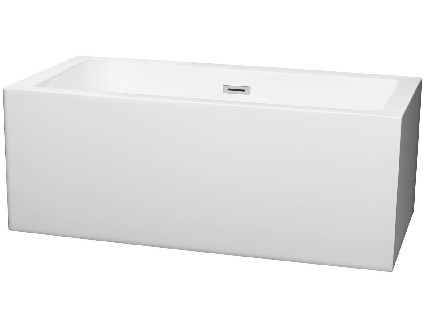 Wyndham Collection Melody White Bathtub with Drain and Overflow