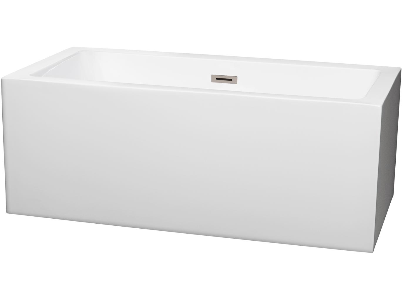 Wyndham Collection Melody White Bathtub with Drain and Overflow