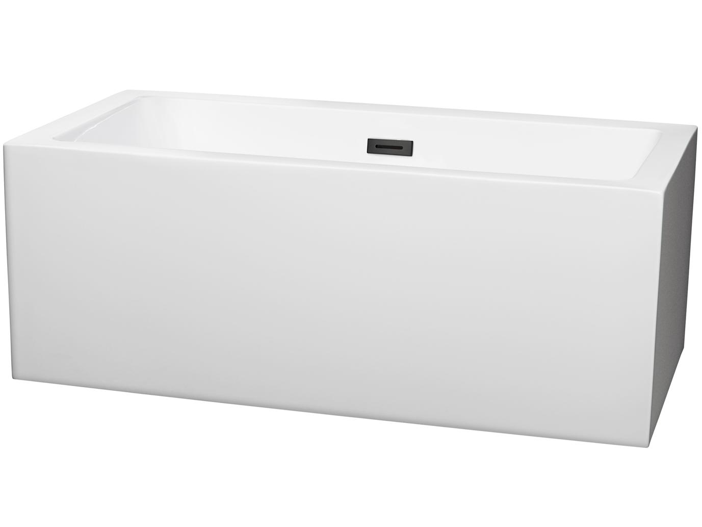 Wyndham Collection Melody White Bathtub with Drain and Overflow