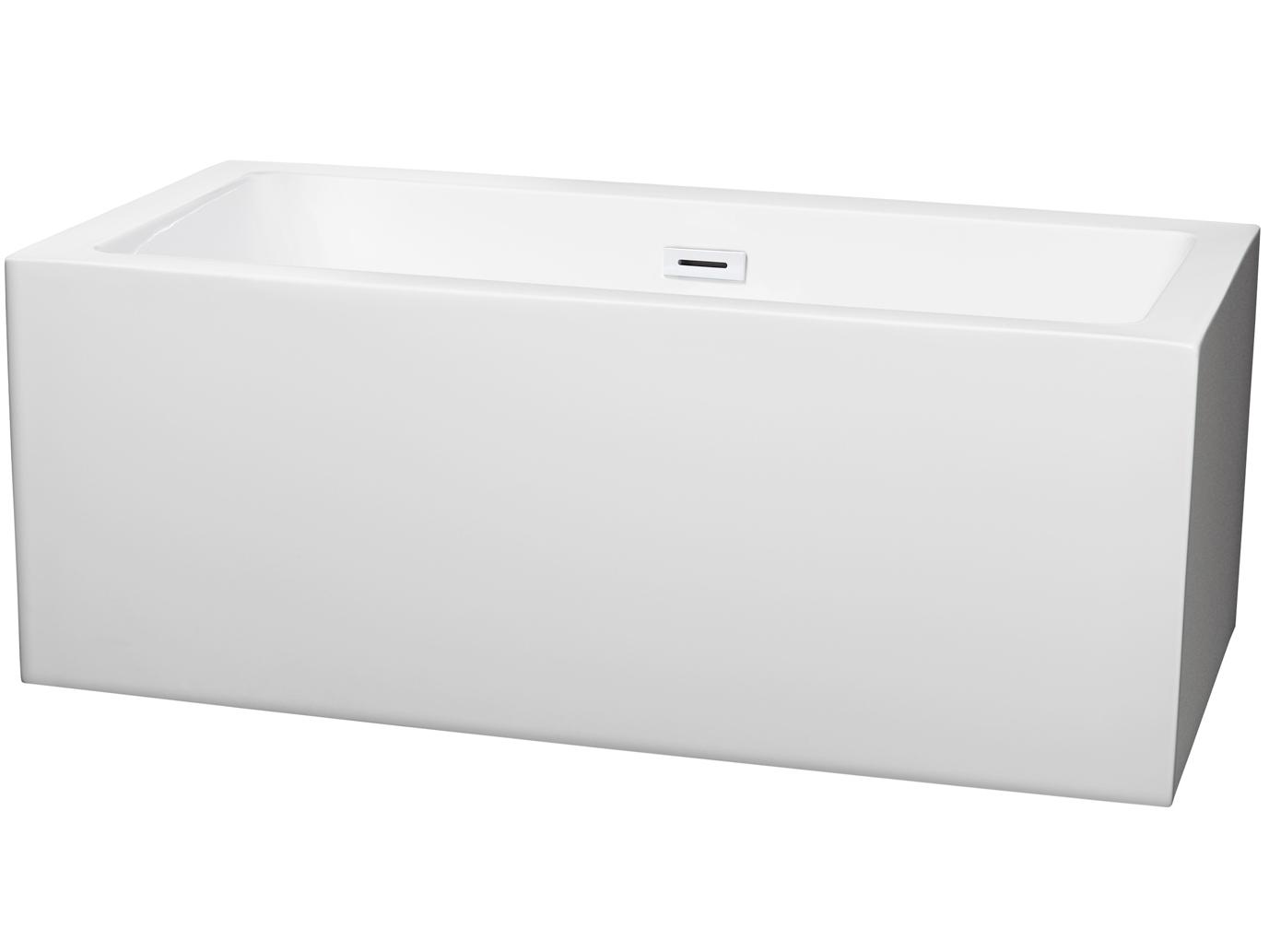 Wyndham Collection Melody White Bathtub with Drain and Overflow