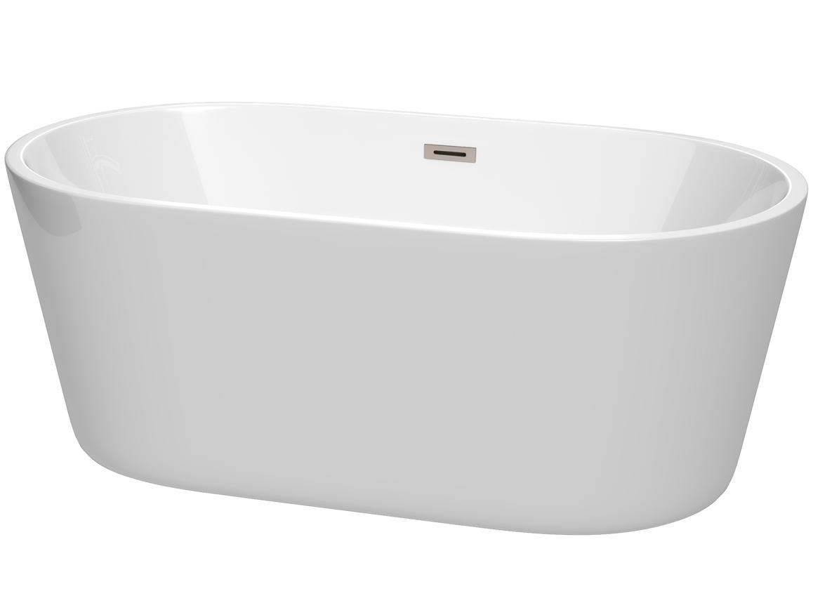 Wyndham Collection Carissa White Bathtub with Drain and Overflow