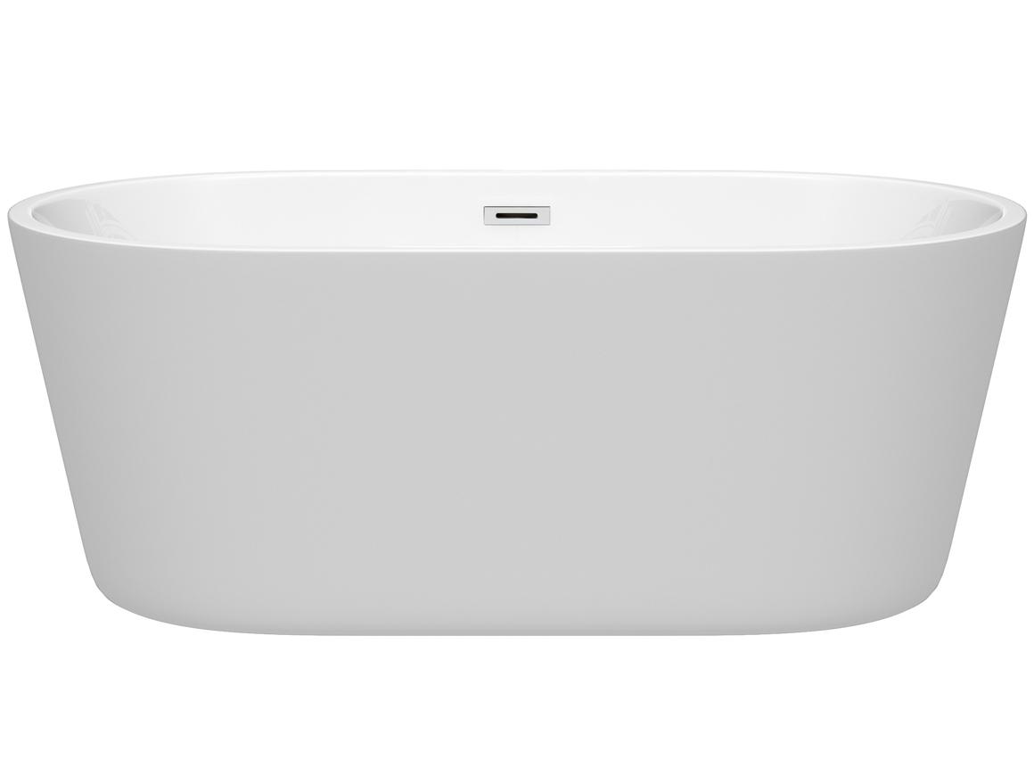 Wyndham Collection Carissa White Bathtub with Drain and Overflow