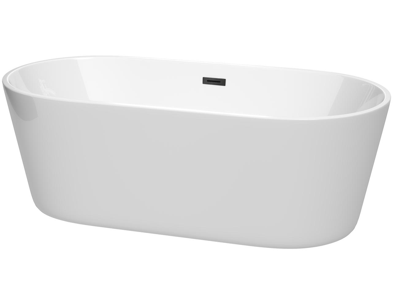 Wyndham Collection Carissa White Bathtub with Drain and Overflow