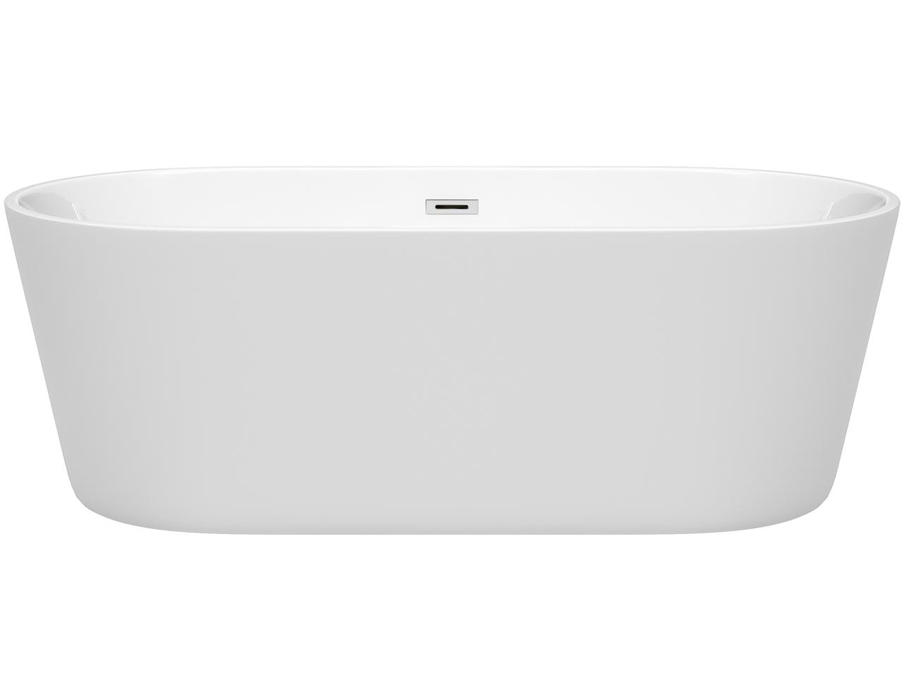 Wyndham Collection Carissa White Bathtub with Drain and Overflow