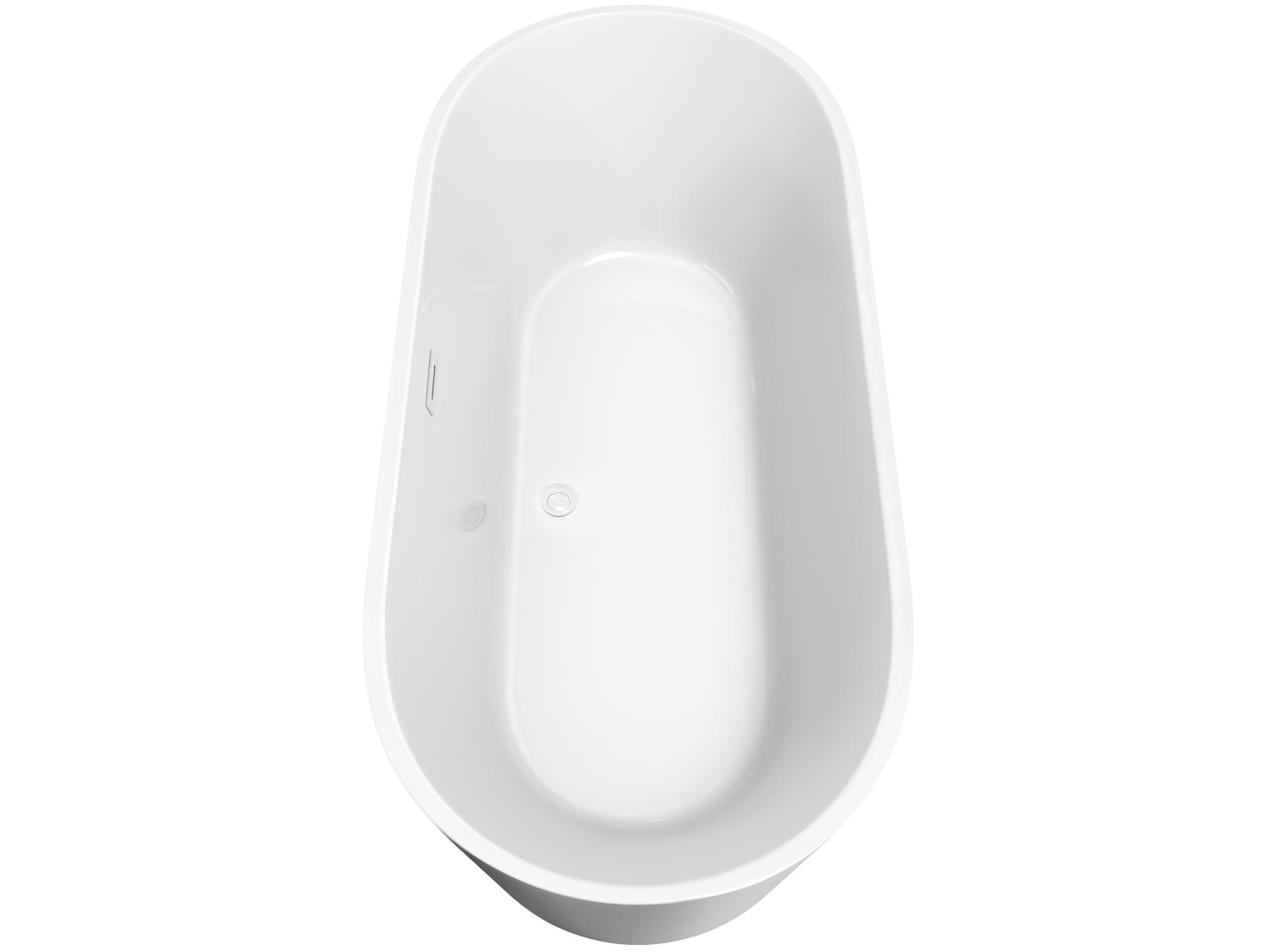 Wyndham Collection Carissa White Bathtub with Shiny White Trim and Floor Mounted Faucet