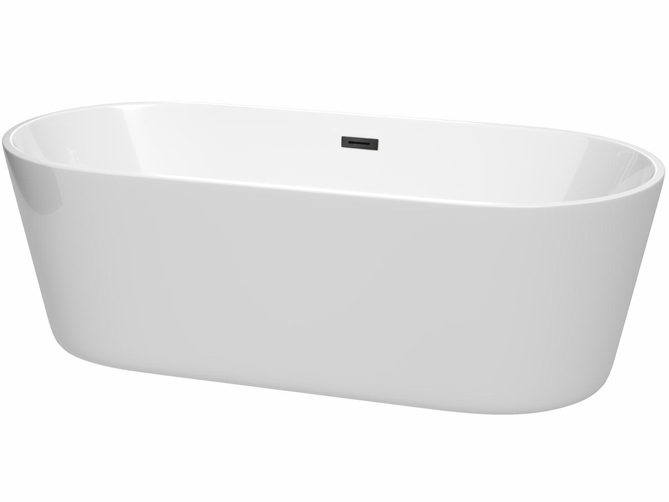 Wyndham Collection Carissa White Bathtub with Drain and Overflow