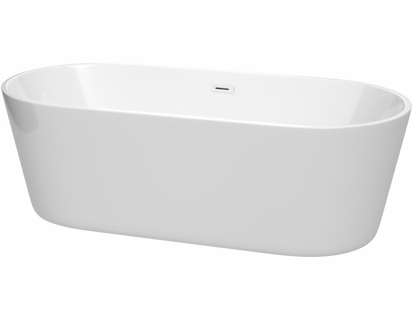 Wyndham Collection Carissa White Bathtub with Drain and Overflow
